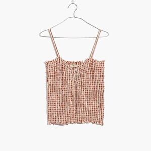 Madewell Superlight Jacquard Smocked Tank Top in Stripe